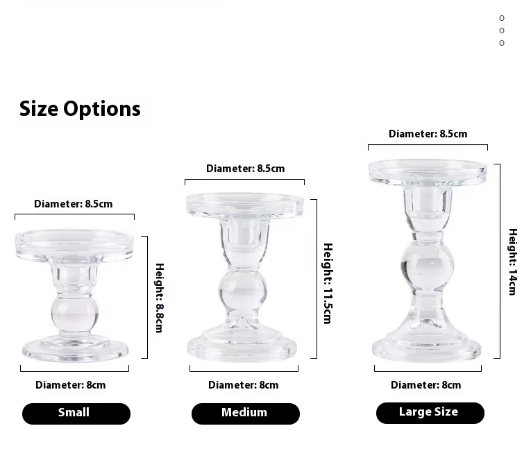 3 Size Set Transparent Candle Stand - Image 4