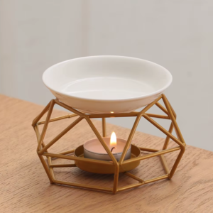 Gold Iron Frame Ceramic Tealight Wax Melt Warmer